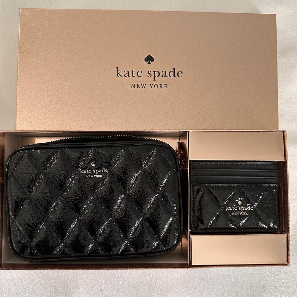 Kate Spade Glimmer Quilted Patent Leather Boxed Crossbody Set
